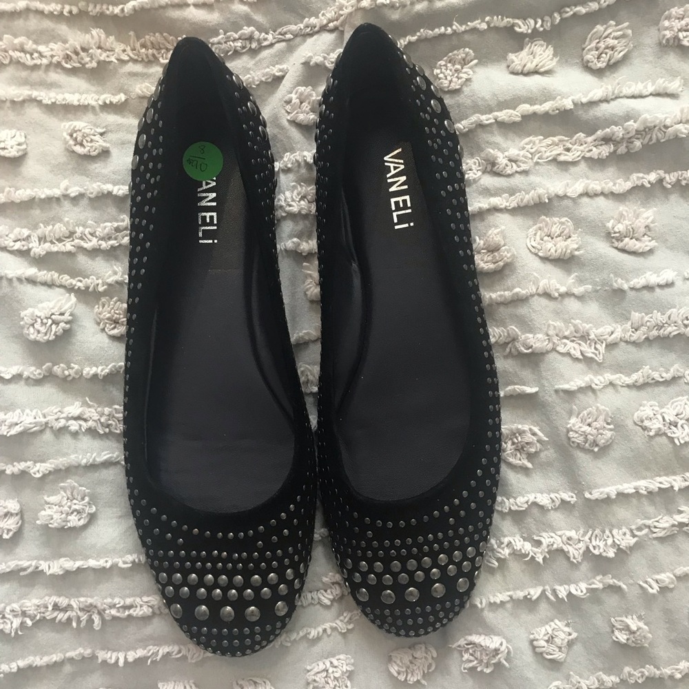 Vaneli studded black flats. Size 8, never worn